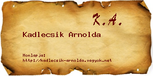 Kadlecsik Arnolda névjegykártya